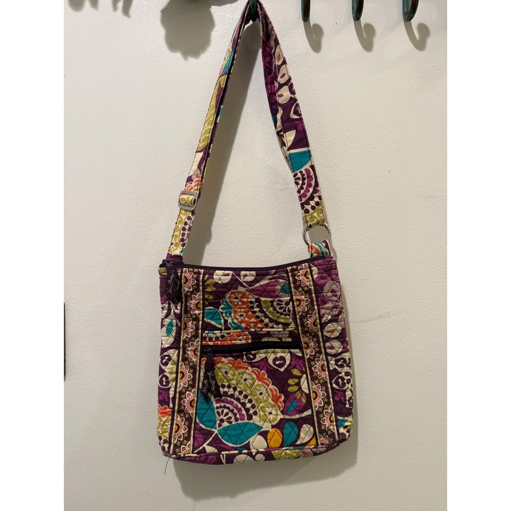 Vera Bradley Plum Crazy Quilted Cotton Hipster Crossbody Bag Purple Floral